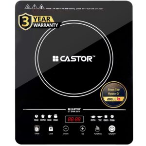 iBELL Castor DIVA 2000W, 3YEAR WARRANTY, Induction Cooktop with Touch Control, 8 Preset Menus, Auto Shut-Off, Overheat Protection, Energy Efficient, BIS Certified, [Black]