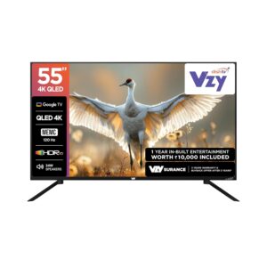 VZY 139 cm (55 inch) QLED 4K Ultra HD Smart TV with | 3 Year Premium Content Offering (200+DTH Channels & 18+OTTs) | ALLM, 2GB RAM, 32GB Storage | HDR10 | Voice Remote (A55UHQG5R)