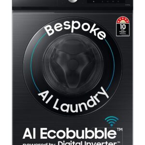 Samsung 12 kg, 5 Star, AI Control, Super Speed, Wi-Fi, Hygiene Steam with Inbuilt Heater, Digital Inverter, Fully-Automatic Front Load Washing Machine (WW12DB7B24GBTL, Black)