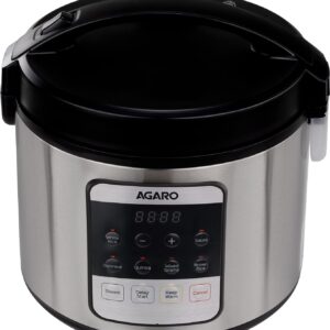 AGARO Royal Electric Rice Cooker, 5 Litre Ceramic Coated Inner Bowl, Steam Basket, 6 Preset Cooking Function With Advanced Fuzzy Logic, Keep Warm Function, 1.5Kgs (approx. 10 cups) raw rice, Silver