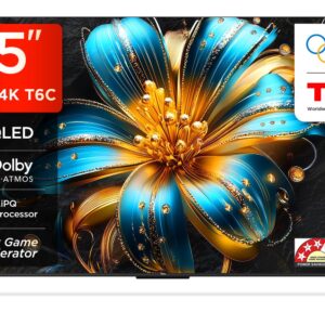 TCL 139 cm (55 inches) 4K Ultra HD Smart QLED Google TV | HDR 10+ | 120Hz Game Accelarator | Dolby Vision & Atmos | 24W Speaker Output | 55T6C