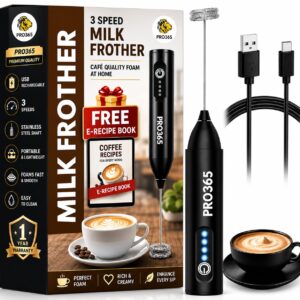 PRO365 Quick Charge Drinks, Coffee Frother | E-Recipe Available | 3-Speed | USB Rechargeable | Dual Spring Stirrer | Lattes & Milkshakes | 1 Year Warranty