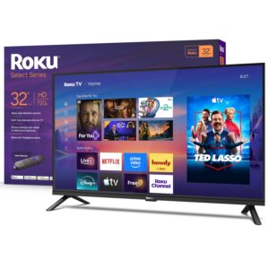 Roku Smart TV 2026-32 Inch Select Series, 720p HD TV - RokTV with Voice Remote - Flat Screen LED TV with Wi-Fi for Live Local News, Sports and Movies Streaming - Bluetooth Headphones Mode