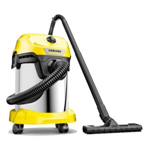 Karcher WD 3 SV Wet & Dry Vacuum Cleaner, 1000W, 23kPa Suction Power, 17L Tank, Stainless Steel Body, Blower Function, Cartridge Filter & Fleece Filter Bag, Home Car & Furniture Cleaning, German Tech